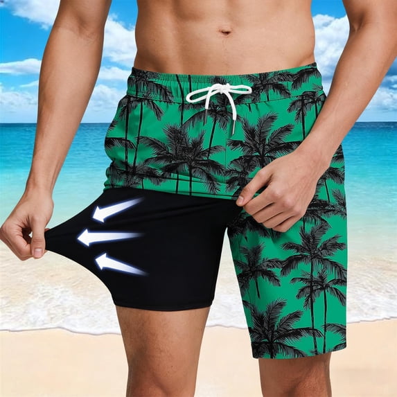 Mens Swim Trunks with Compression Liner 7 Inch Inseam Swimming Trunks Shorts for Men