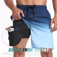 thumbnail image 1 of Mens Swim Trunks with Compression Liner 7 inch Inseam Quick Dry 2 in 1 Beach Board Shorts with Pockets Fashionable Vacation Beach Pants, 1 of 7