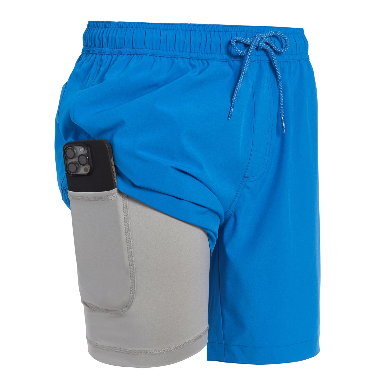 Mens Swim Trunks with Compression Liner Anti Chafing 7 inch inseam Stretch Quick Dry Swim Shorts with Phone Pocket