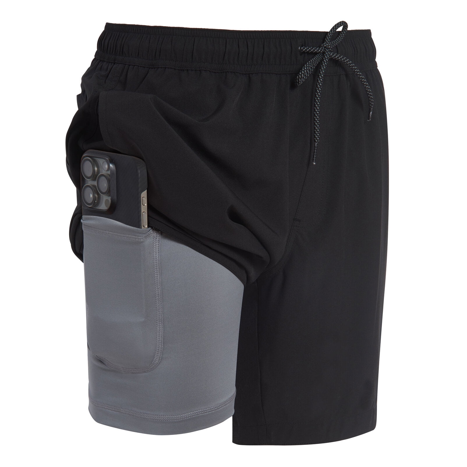 Mens Swim Trunks with Compression Liner Anti Chafing 7 inch inseam Stretch Quick Dry Swim Shorts with Phone Pocket