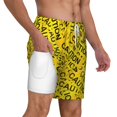 thumbnail image 1 of Mens Swim Trunks with Compression Liner Caution Tape Quick Dry Beach Shorts, 1 of 7