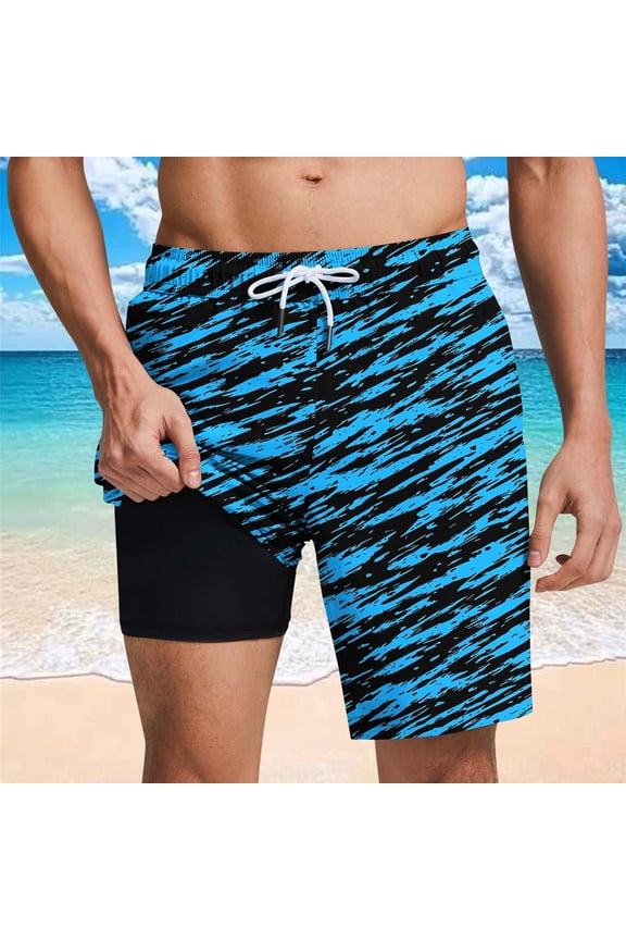 Mens Swim Trunks with Compression Liner Swimming Shorts 7 Inch Inseam Waterproof Quick Dry Beach Sport Shorts