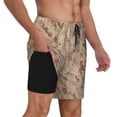 thumbnail image 1 of Mens Swim Trunks with Compression Liner Us Marine Desert Texture Quick Dry Beach Shorts, 1 of 7