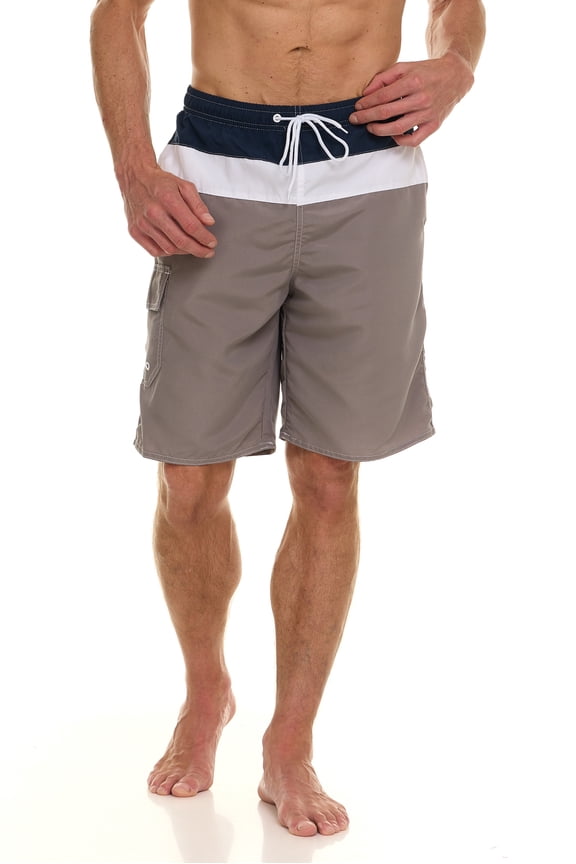 Mens Swim Trunks with Compression Lining - Quick Dry Microfiber Swim Shorts Bathing Suit - Mens Board Shorts Swimwear-5114-Nv-Gr-Md