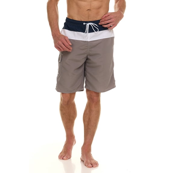 Mens Swim Trunks with Compression Lining - Quick Dry Microfiber Swim Shorts Bathing Suit - Mens Board Shorts Swimwear-5114-Nv-Gr-Md