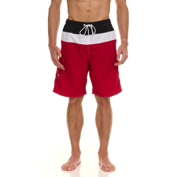 Mens Swim Trunks with Compression Lining - Quick Dry Microfiber Swim Shorts Bathing Suit - Mens Board Shorts Swimwear-5114-Rd-Blk-2XL