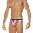 thumbnail image 1 of Mens Swim Trunks with Drawstring Low Rise Quick-Drying Underwear Thongs Casual Stripe Printed Breathable High-Cut Beach Swimming Briefs, 1 of 4