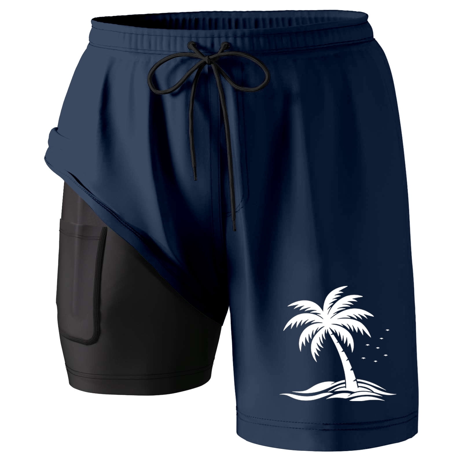 Mens Swim Trunks with Liner 9 Inch Stretchy Quick Dry Drawstring