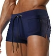 thumbnail image 1 of Mens Swim Trunks with Zipper Pocket and Drawstring Low Waisted Swimwear Shorts Boys Stretchy Side Slit Beach Board Swimming Boxers Briefs, 1 of 4