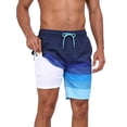 thumbnail image 1 of Mowujeit Mens Swim Trunks with Zipper Pockets Quick Dry Liner Bathing Suit-stripe S, 1 of 9