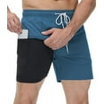 thumbnail image 1 of Mens Swim trunks Swim Shorts Quick Dry 5 inch Inseam Beach Shorts with Compression Liner and Zipper Pockets, 1 of 7