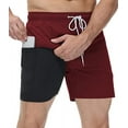 thumbnail image 1 of Mens Swim trunks Swim Shorts Quick Dry 5 inch Inseam Beach Shorts with Compression Liner and Zipper Pockets, 1 of 7