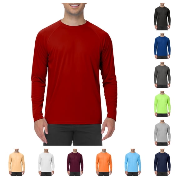 Mens Swimming Shirts Long Sleeve UPF 50 Quick Dry Sun Protection Rash Guard Shirts for Outdoor Fishing Running Red XL