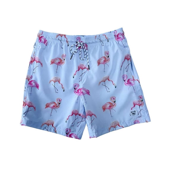Mens Swimming Trunks Lounge Boxer Shorts Elastic Boxers Swimwear 17 Inch Outseam, Lt Blue Flamingo 17 Outseam, Size: Medium, Spicy Tuna