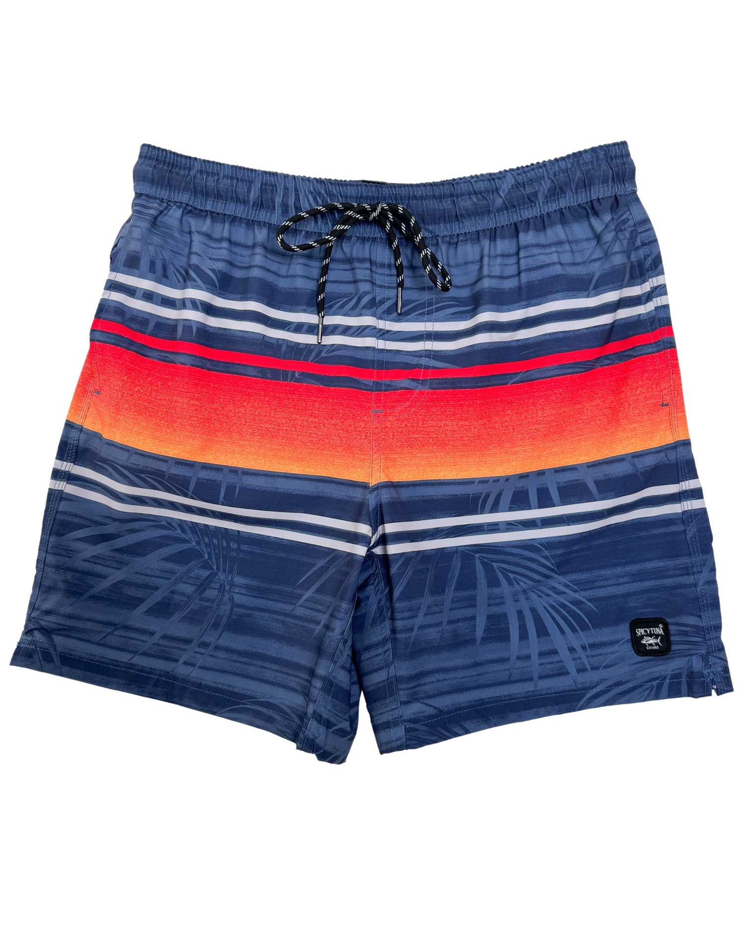 Mens Swimming Trunks Lounge Boxer Shorts Elastic Boxers Swimwear 4 Ways Stretch 17 Inch Outseam, Black/Orange 4W 17 Outseam, Size: 2X, Spicy Tuna