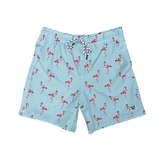 Mens Swimming Trunks Lounge Boxer Shorts Elastic Boxers Swimwear 4 Ways Stretch 17 Inch Outseam, Flamingo Wave 17 Outseam, Size: 2X, Spicy Tuna