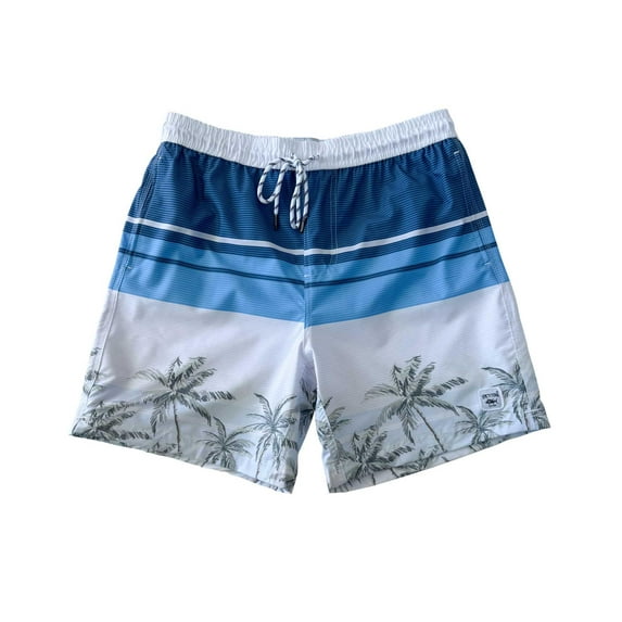 Mens Swimming Trunks Lounge Boxer Shorts Elastic Boxers Swimwear 4 Ways Stretch 17 Inch Outseam, Palm Stripes 4W 17 Outseam, Size: Medium, Spicy Tuna