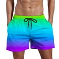 thumbnail image 1 of Swim Trunks Men Mens' Fashion Comfortable Gradient Beachwear Pocketed Drawstring Short Pants Board Shorts Men's Sky Blue XXXL, 1 of 4