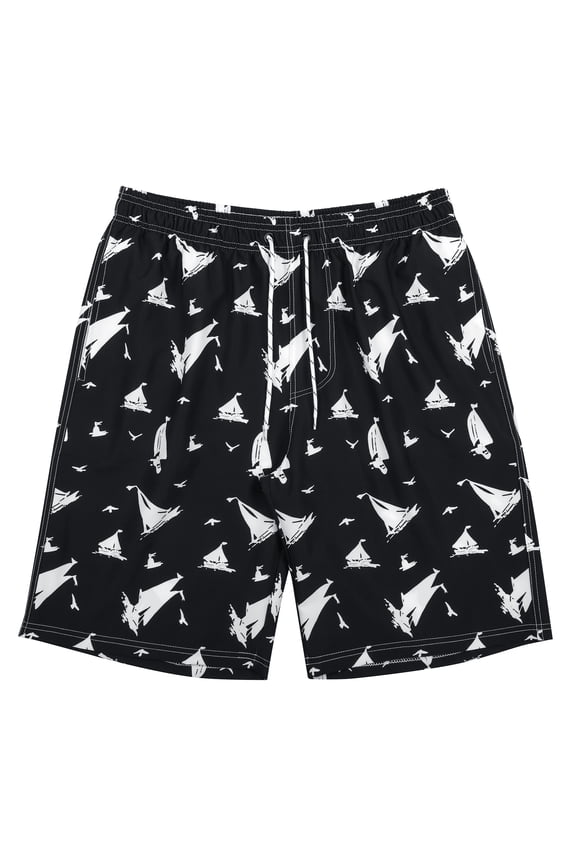 Mens Swimming Trunks Swim Shorts Gym Athletic Workout Running Sports Lounge Clothes Casual Summer Beach, Black