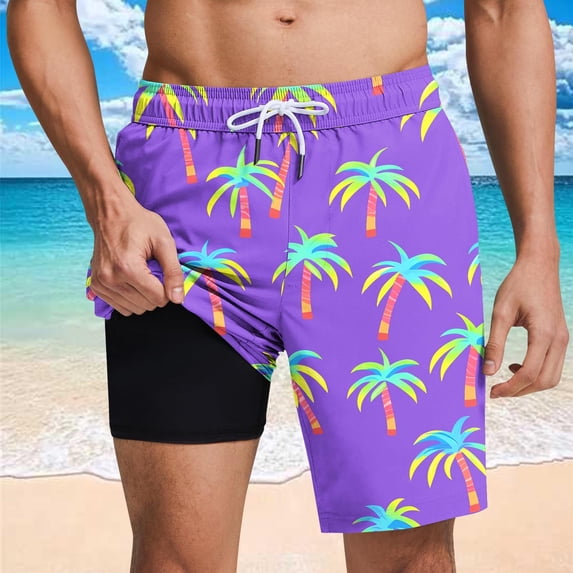 Mens Swimming Trunks with Compression Liner Swim Shorts 7 Inch Quick Dry Bathing Suit Boardshorts
