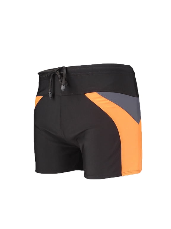 Mens Swimsuit Square Leg Athletic Swim Jammers Durable Training Team Swimsuit Orange XXXL