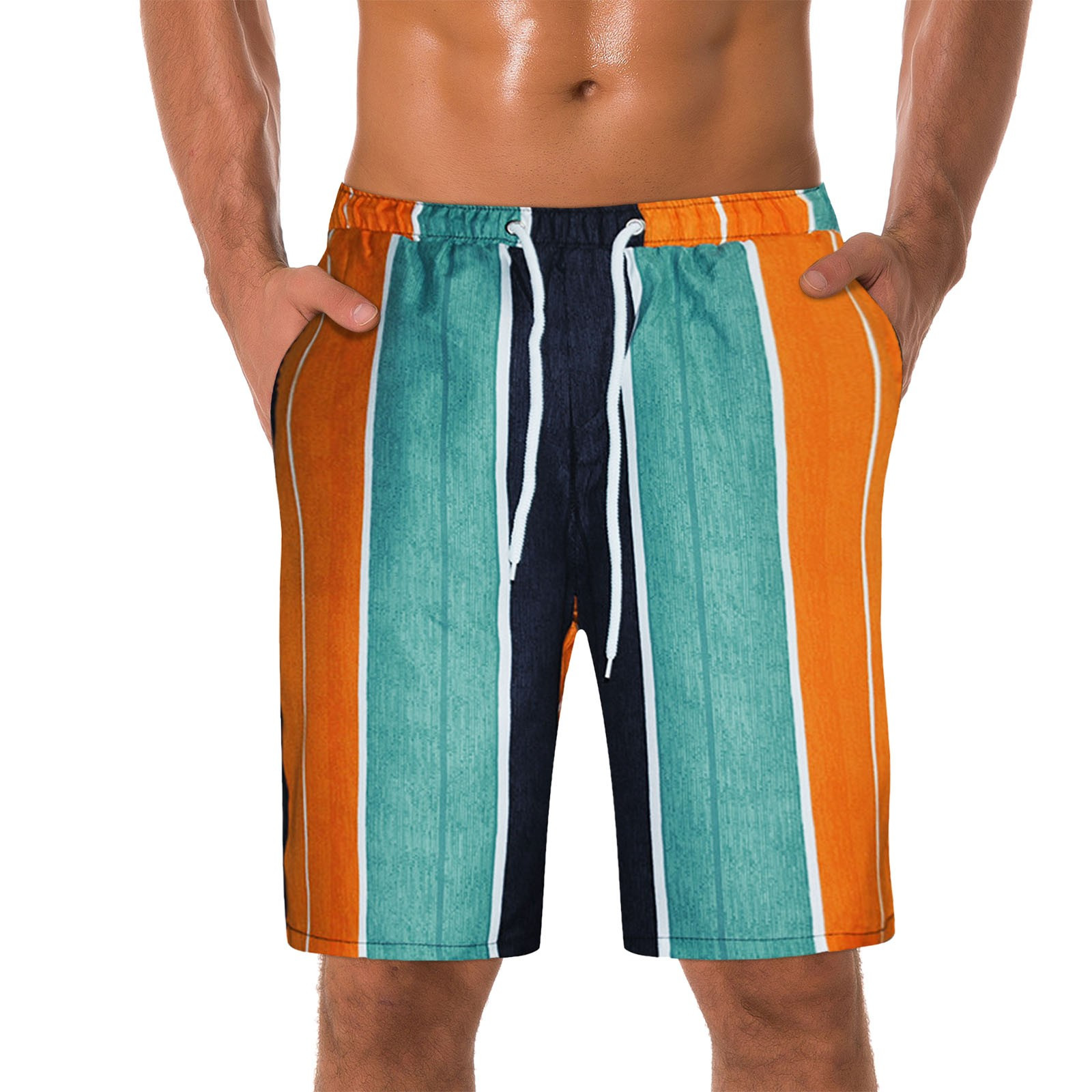 Mens Swimwear Short Swim Trunks with Zipper Pocket Swim Trunks with