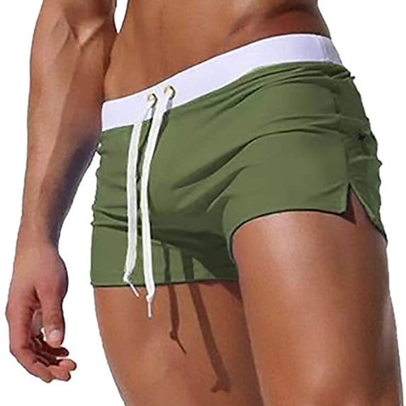 Mens Swimwear Short Swim Trunks with Zipper Pocket Green S