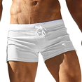 thumbnail image 1 of Mens Swimwear Short Swim Trunks with Zipper Pocket White L, 1 of 5