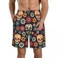 thumbnail image 1 of Mens Swimwear Swim Short Trunk Sugar Skulls And Flowers Day Of The Dead Beach Board Shorts Swimming Surffing shorts, 1 of 6