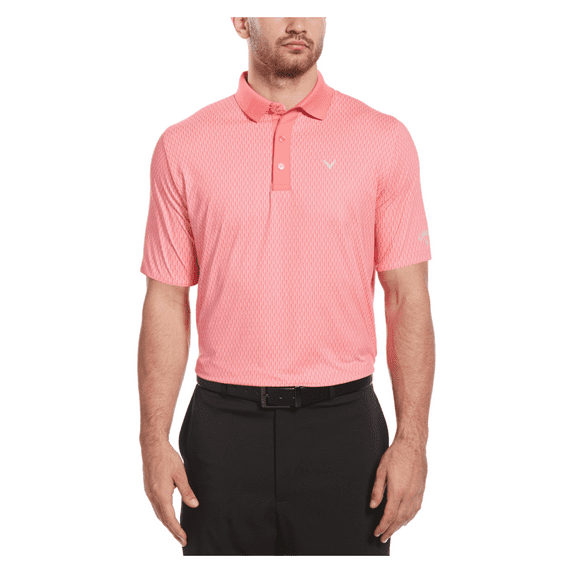 Mens Swing Tech Tee Print Polo, Coral, XXL