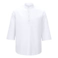 thumbnail image 1 of Mens T-Shirt 3/4 Sleeve Crew Neck Henley Shirts Basic White T-Shirts with Button Mens Clothes, 1 of 8