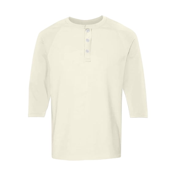 Mens T-Shirt 3/4 Sleeve Crew Neck Henley Shirts Lightweight Beige T Shirt with Button Beach Shirts for Men