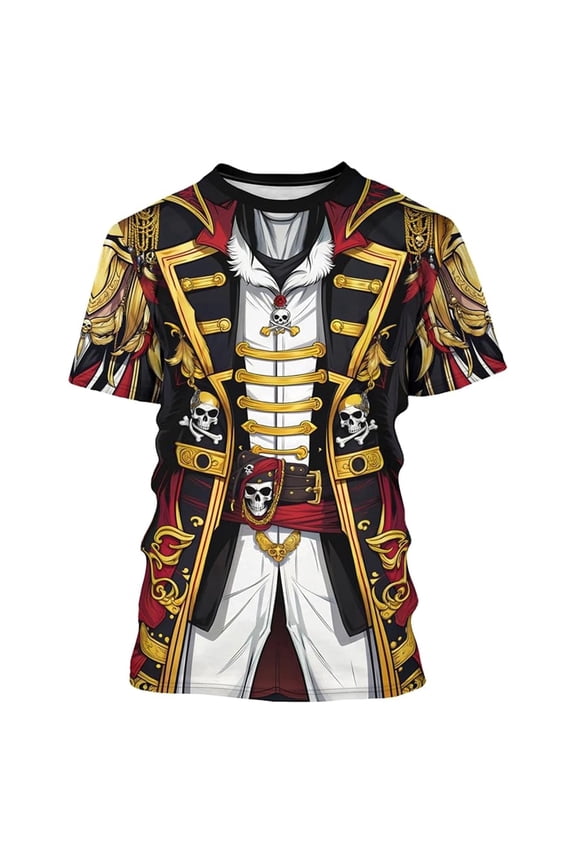 Mens T Shirt Anime Pirate Captain T Shirt Funny Tee Crew Neck Short Sleeve Casual Classic Fit Men's Graphic Tees