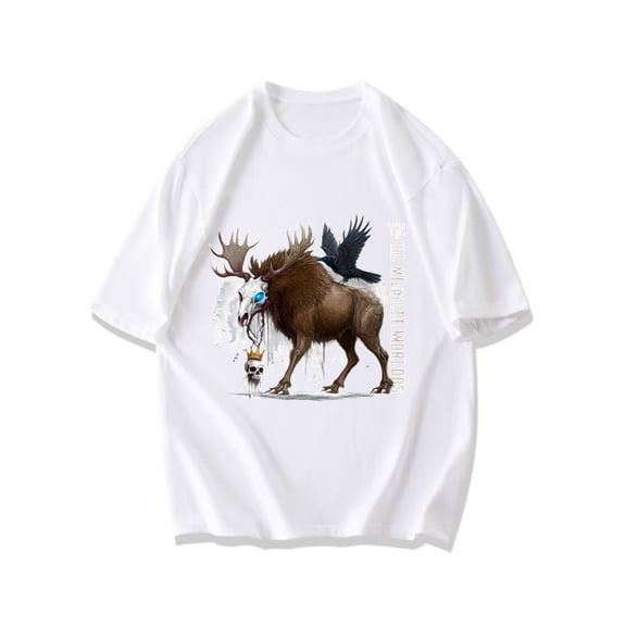 Mens T Shirt Black Moose With Blue Eyes And Crowned Skull Graphic The Hl Muml Be Worldrs Text Design For Casual Wear And Outdoor Adventures