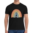 thumbnail image 1 of Mens T Shirt Boho Rainbow Heart Minimal Vintage Retro Stripes - Neutral Tee Black 2X-Large, 1 of 3