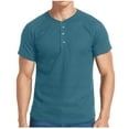 thumbnail image 1 of Mens T-Shirt Casual Crewneck Henley Short Sleeve Tee, M, 1 of 5