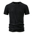 thumbnail image 1 of Mens T-Shirt Casual Stretch Solid Crewneck Short Sleeve Tees Textured Shirts, 1 of 9