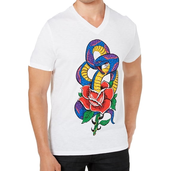 Mens T-Shirt Classic Sequin Embellished Graphic Tee 2XL