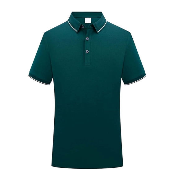 Mens T-Shirt Golf Short Sleeve Solid Color Lapel Button Slim Fit School Summer And Fall Clothing,Dark Green,3XL