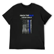 Mens T Shirt I Back The Blue For My Uncle Thin Blue Line Police Niece Black Small