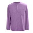 thumbnail image 1 of Mens T-Shirt Long Sleeve Crewneck Henley T-Shirt Lightweight Purple Tee Shirt with Button Mens Workout Shirts, 1 of 4