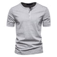 thumbnail image 1 of Mens T Shirt Short Sleeve Crew Neck Henley Shirt Basic Grey Shirts with Button Mens Clothes, 1 of 2