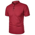 thumbnail image 1 of Mens T-Shirt Short Sleeve Crew Neck Henley T-Shirt Loose Fit Red Tshirt with Button Men's Summer Shirts, 1 of 5