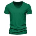 thumbnail image 1 of Mens T Shirt Short Sleeve V Neck T-Shirt Basic Green T-Shirts Men's Fashion, 1 of 4