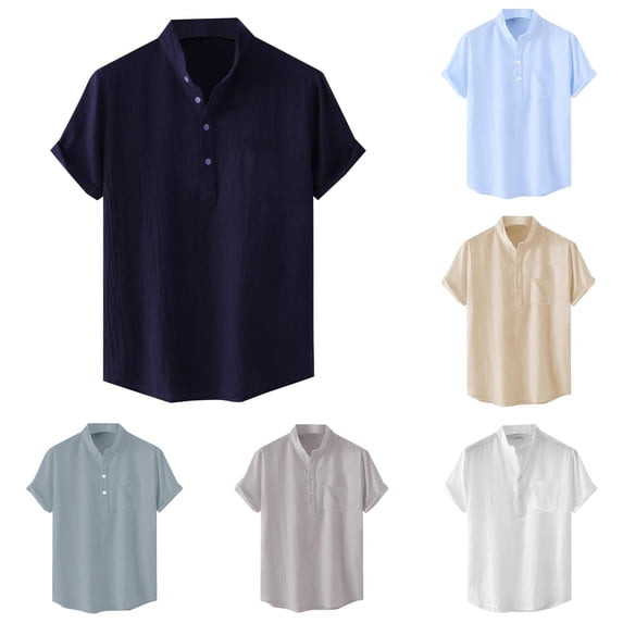 Mens T-Shirt Soft Henley T Shirts for Man Short Sleeve Classic Plain Shirts