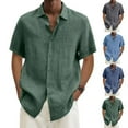 thumbnail image 1 of Mens T-Shirt Solid Short Sleeve Stand Collar Buttons Pullover Tops, 1 of 7