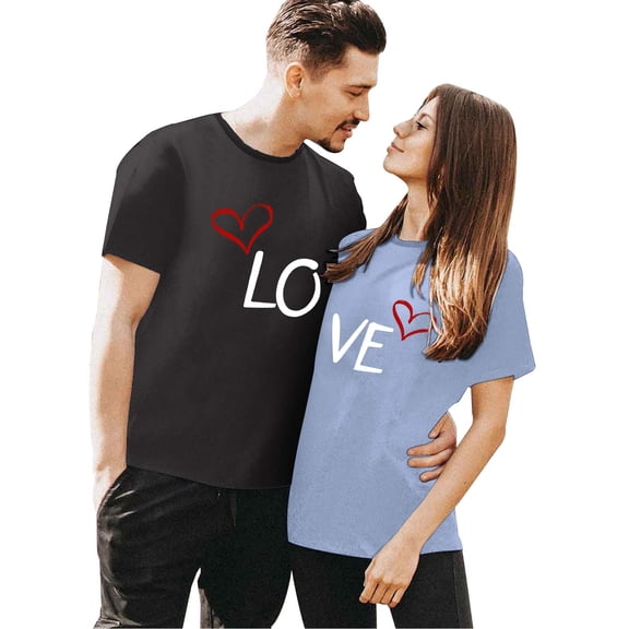 Mens T Shirt Unisex Valentines Day Matching Couples T Shirts Crew Neck Short Sleeve Husband Wife Valentine Shirt Regular Fit Mens Graphic Tees