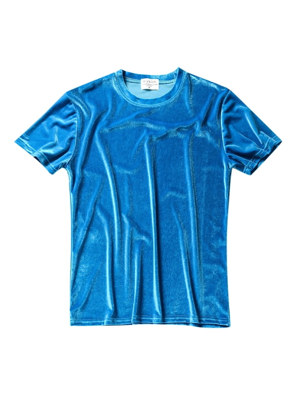 Mens T Shirt Velvet Velour Fashion Hop Slim Simple Short Sleeve Mens Tops