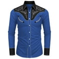 thumbnail image 1 of Mens T Shirt Western Denim Casual Long Sleeve Button Cotton Men's T-Shirts, 1 of 3