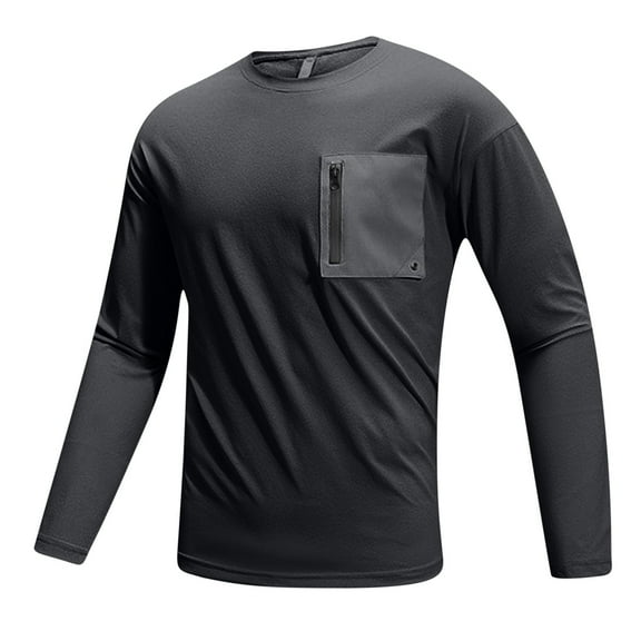 Mens T Shirt Wicking Short and Long Sleeve Casual Loose Crewneck Athletic Golf Hiking Running Workout Tee Shirts,Black 2,L